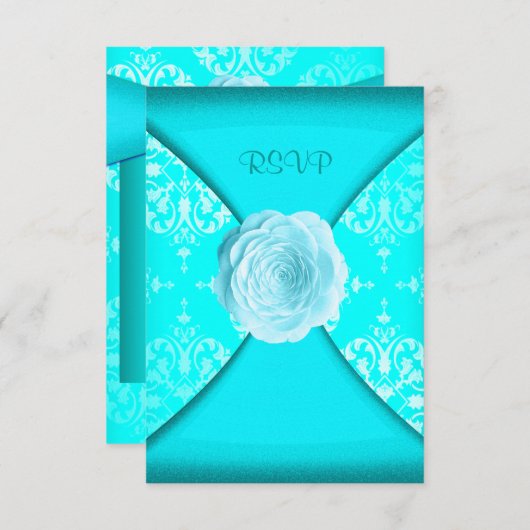 Cartons Réponse Turquoise Damask Rose Turquoise Bleu Toutes les oc (Devant / Derrière)