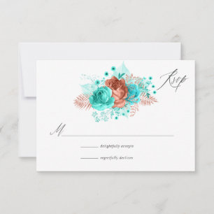 Cartons Réponse Turquoise et corail Rustique Mariage floral