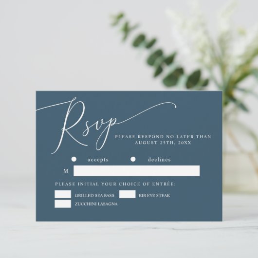 Cartons Réponse Turquoise Minimum Mariage Repas Choix (Debout devant)