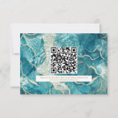 Cartons Réponse Turquoise Or Agate moderne Mariage QR Code (Dos)