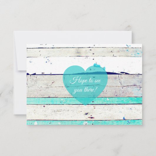 Cartons Réponse Turquoise Turquoise gris rustique mariage en bois  (Dos)