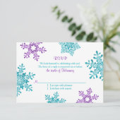 Cartons Réponse Turquoise Violet Flocon de neige Mariage d'hiver R (Debout devant)
