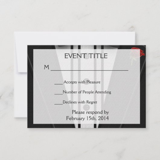 Cartons Réponse Tuxedo avec Monogramme de Cravate Bow (Devant)