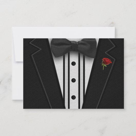 Cartons Réponse Tuxedo avec Monogramme de Cravate Bow (Dos)