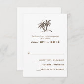 Cartons Réponse Twin Palm Trees Brown Tropical Beach Mariage (Devant / Derrière)