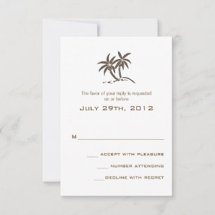 Cartons Réponse Twin Palm Trees Brown Tropical Beach Mariage