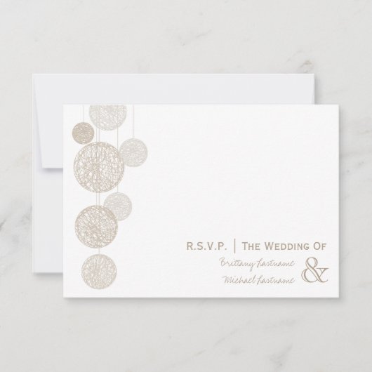 Cartons Réponse Twine Globes Mariage R.S.V.P. (Devant)