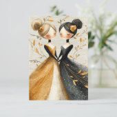 Cartons Réponse Two Brides Hand Drawn Pencil Illustration   (Debout devant)