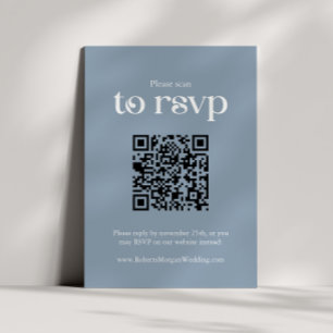 Cartons Réponse Typographie Dusty Blue Code QR Mariage