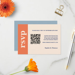 Cartons Réponse Typographie Gras Moderne Mariage Orange Bleu Pouss