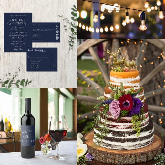 Cartons Réponse Typographie manuscrite décontractée Silver & Navy