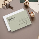 Cartons Réponse Typographie minimaliste moderne Mariage Repas vert<br><div class="desc">Une carte RSVP minimaliste de mariage avec options de repas dans la sauge verte, pour un look moderne et chic. Mélangez et associez les couleurs pour une suite mariage unique. Si vous avez besoin d'un design correspondant qui n'est pas dans la collection ou si vous avez besoin d'aide, veuillez me...</div>