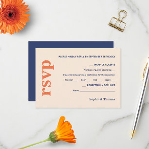 Cartons Réponse Typographie moderne et audacieuse Mariage orange b