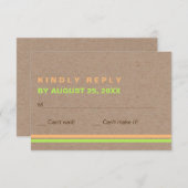 Cartons Réponse Typographie moderne et rayures mariage rustique RS (Devant / Derrière)