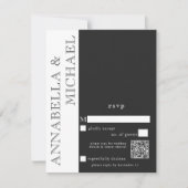 Cartons Réponse Typographie moderne noir blanc Mariage QR (Devant)