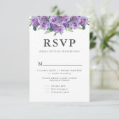 Cartons Réponse Typographie moderne violet Élégant Mariage floral (Debout devant)