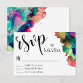 Cartons Réponse Typographie noire avec peinture couleur d'aquarell (Devant / Derrière)