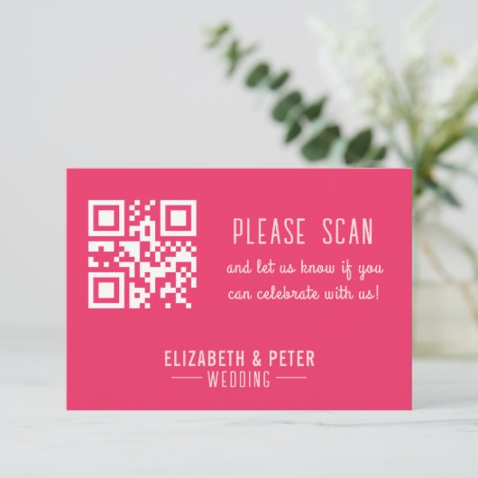 Cartons Réponse Typographie rétro moderne Pink Qr Code Mariage (Debout devant)