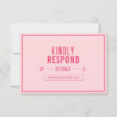 Cartons Réponse Typographie rétro moderne Pink Qr Code Mariage (Dos)