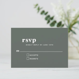 Cartons Réponse Typographie simple Mariage de forêt de Sage modern
