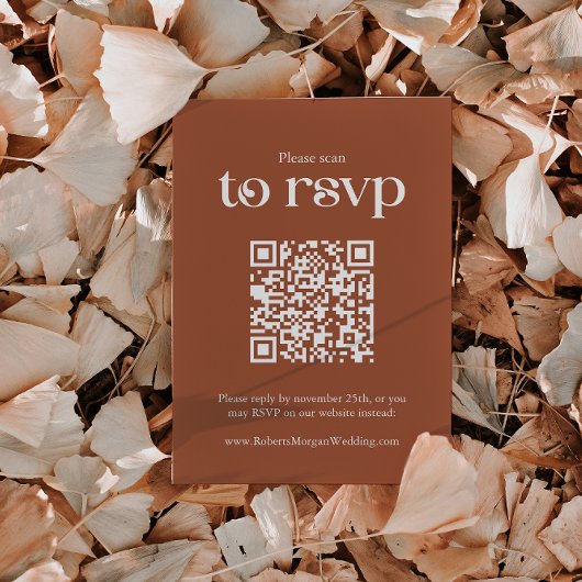 Cartons Réponse Typographie Terracotta Code QR Mariage