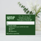 Cartons Réponse Typography Style Minimalist Dark Green Wedding (Debout devant)
