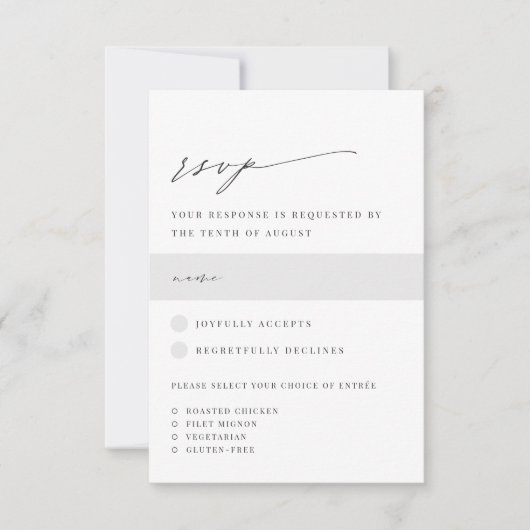 Cartons Réponse Ultra minimal | Choix de repas Mariage à accent de (Devant)