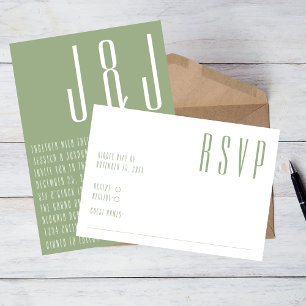 Cartons Réponse Ultra Moderne Sage Vert Blanc Simple Mariage