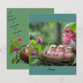 Cartons Réponse Un abri dans la pluie - Un Grosbeak à poitrine Ros (Devant / Derrière)