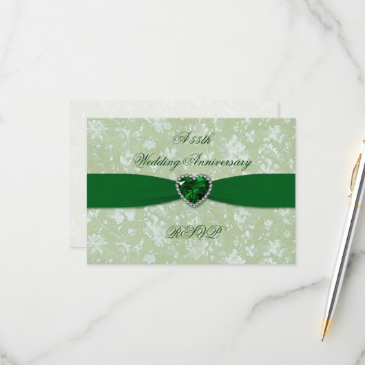 Cartons Réponse Un audacieux Damask 55e anniversaire de Mariage RS (Devant/Arrière en situation)