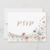 Cartons Réponse Un Mariage Fleur sauvage d'aquarelle élégant (Devant)