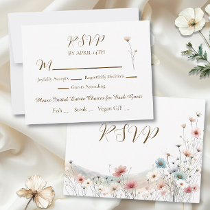 Cartons Réponse Un Mariage Fleur sauvage d'aquarelle élégant