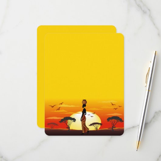 Cartons Réponse Une belle femme africaine Silhouette sur les solei (Devant/Arrière en situation)