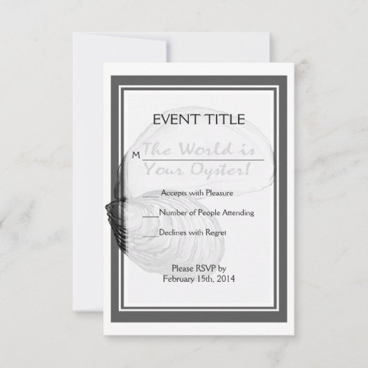 Cartons Réponse Une coquille d'huîtres avec le dicton "le monde es (Devant)