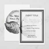 Cartons Réponse Une coquille d'huîtres avec le dicton "le monde es (Devant / Derrière)