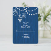 Cartons Réponse Une Marque Blanche Mariage De Noël Sur Bleu (Debout devant)