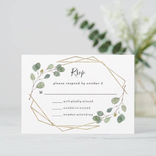 Cartons Réponse Une végétation simple d'eucalyptus | Mariage géomé (Debout devant)