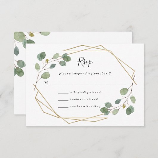 Cartons Réponse Une végétation simple d'eucalyptus | Mariage géomé (Devant / Derrière)