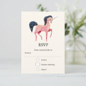 Cartons Réponse Unicorne nordique rose avec Mane noir (Debout devant)