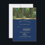 Cartons Réponse Unique Marine Blue Gold Peacock Feaths Mariage<br><div class="desc">Design moderne et élégant avec plumes de paon,  cadre en faux or sur arrière - plan bleu marine. Utilisez l'outil Personnaliser pour ajouter vos informations. Des éléments correspondants se trouvent dans ma collection Peacock Blue.</div>