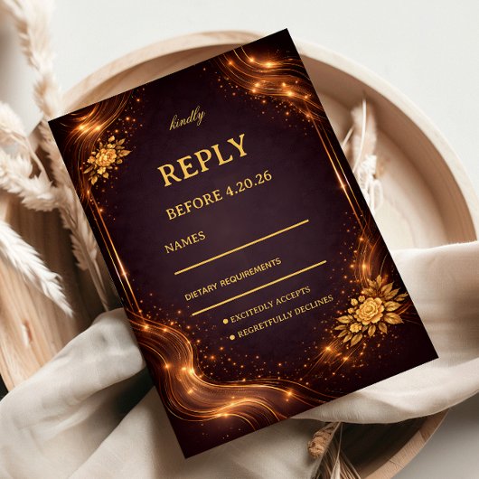 Cartons Réponse Vague d'étincelles dorées de luxe