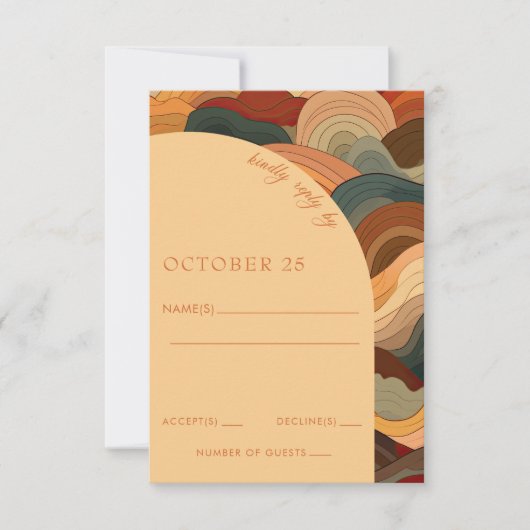 Cartons Réponse Vagues Abstraites rétro Mariage orange en terre cu (Devant)