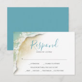 Cartons Réponse Vagues de l'océan Mariage Bleu Turquoise Répondre  (Devant / Derrière)