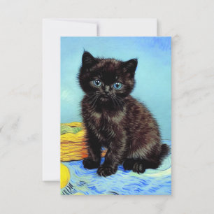 Cartons Réponse Van Gogh Black Kitten avec fils
