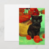 Cartons Réponse Van Gogh Black Kitten Fleurs rouges (Devant / Derrière)