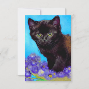 Cartons Réponse Van Gogh Chat et fleurs