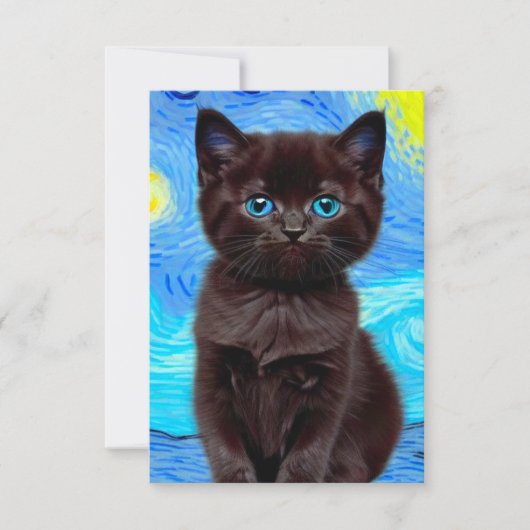 Cartons Réponse Van Gogh Starry Night Black Cat (Devant)