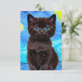 Cartons Réponse Van Gogh Starry Night Black Cat (Debout devant)