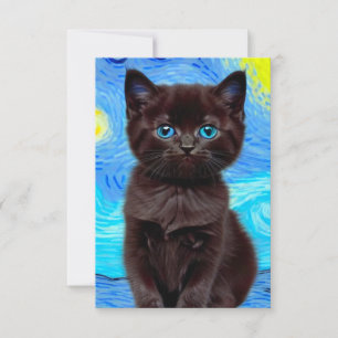 Cartons Réponse Van Gogh Starry Night Black Cat