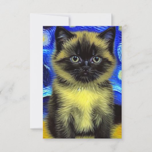 Cartons Réponse Van Gogh Starry Nuit Siamese Cat (Devant)